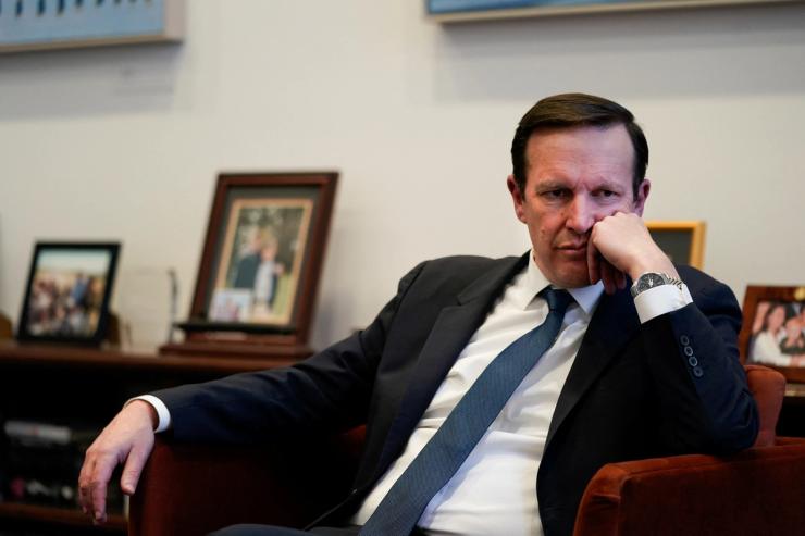 U.S. Senator Chris Murphy (D-CT) looks on during an interview with Reuters on Capitol Hill, in Washington, US.