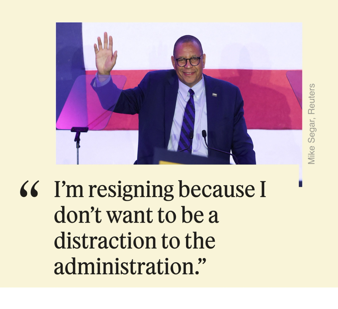 “I’m resigning because I don’t want to be a distraction to the administration,”