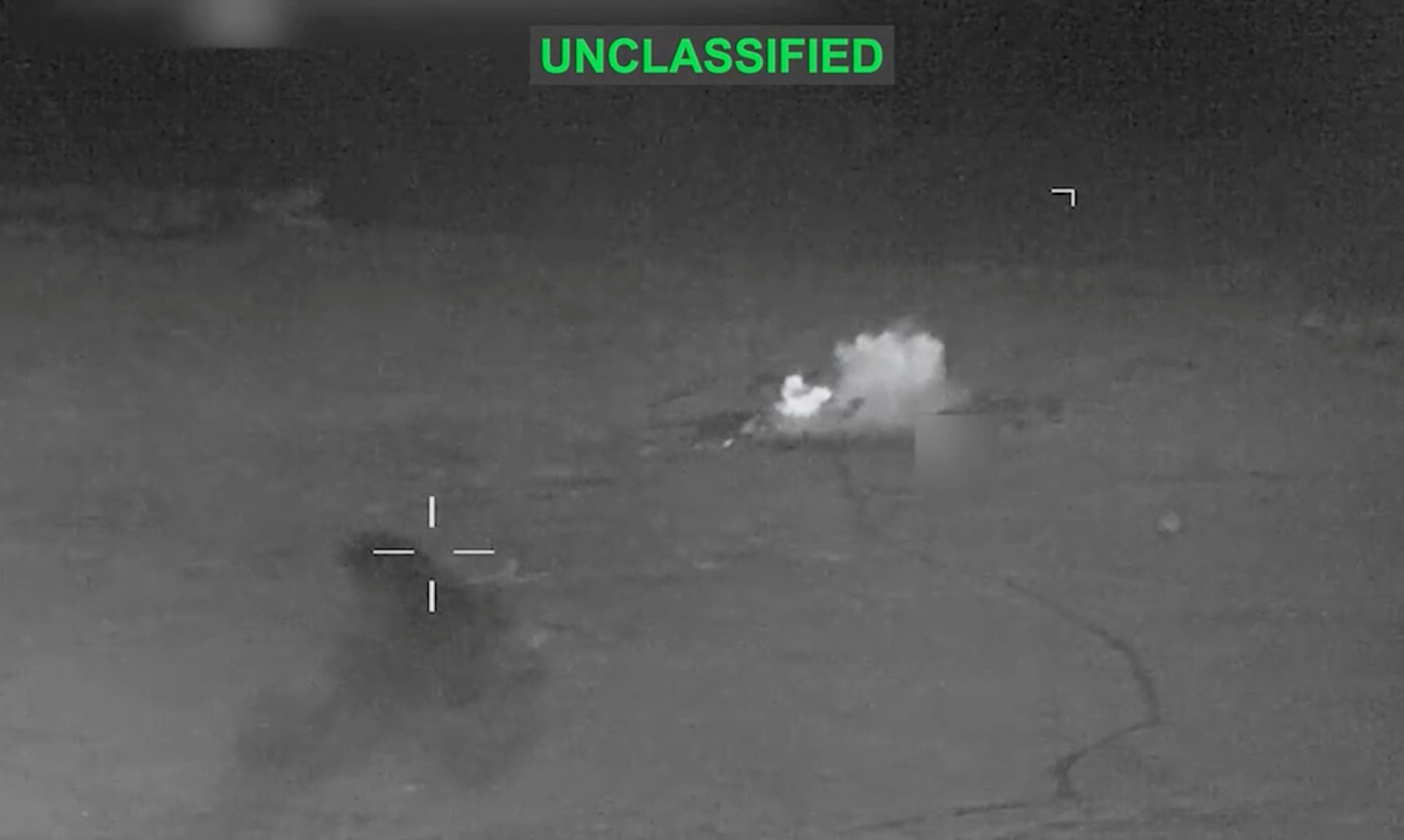 Smoke rises at an unknown location following what the U.S. Central Command says is a new wave of strikes against Iran.
