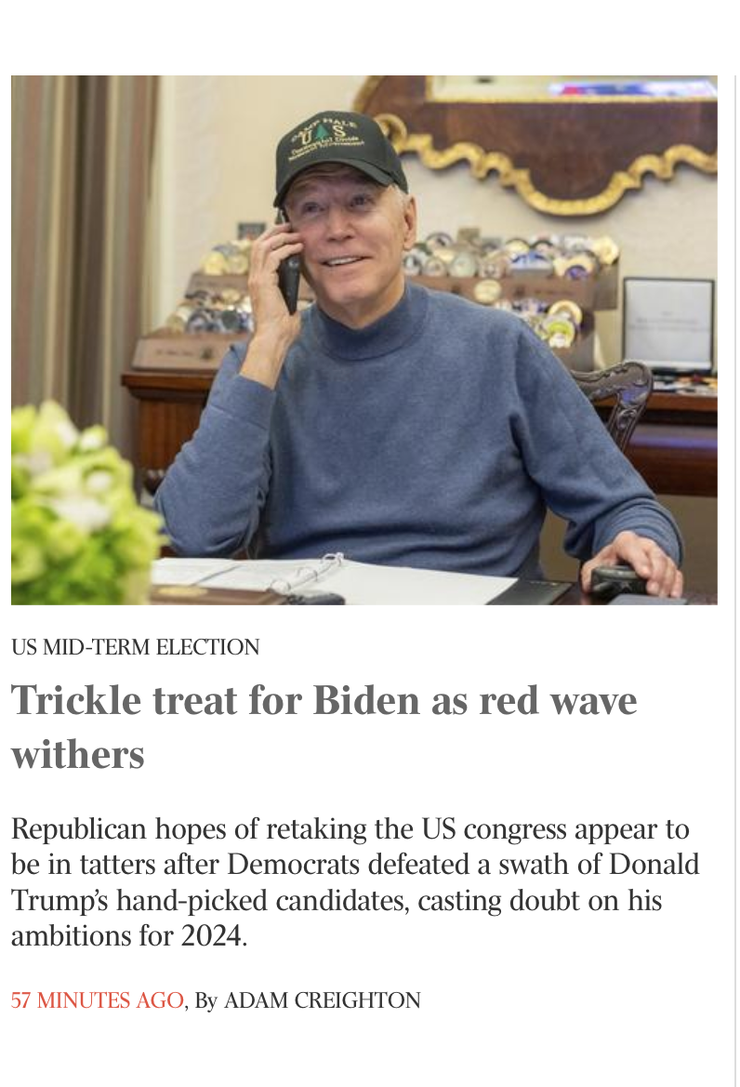 A screenshot from The Australian, the country’s national newspaper