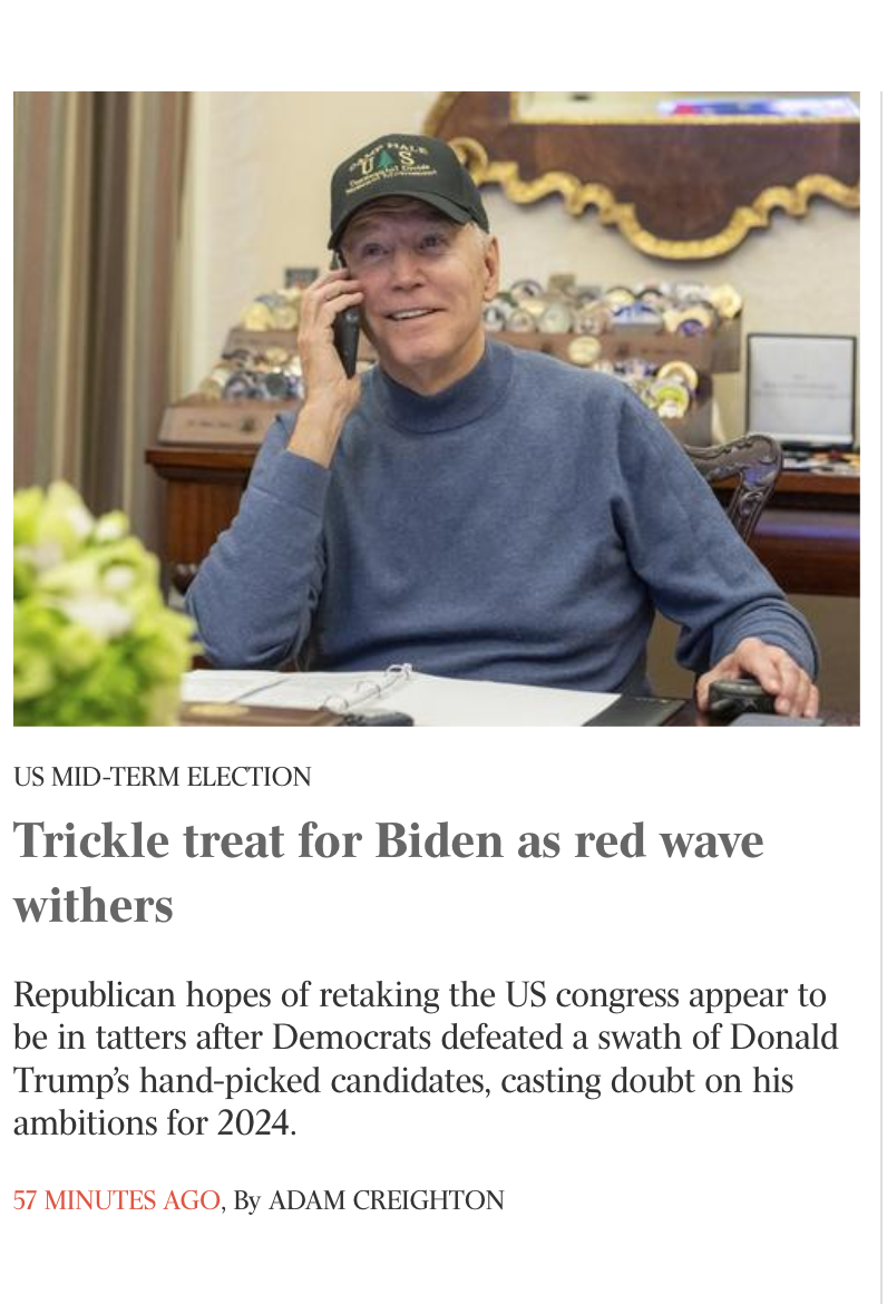 A screenshot from The Australian, the country’s national newspaper