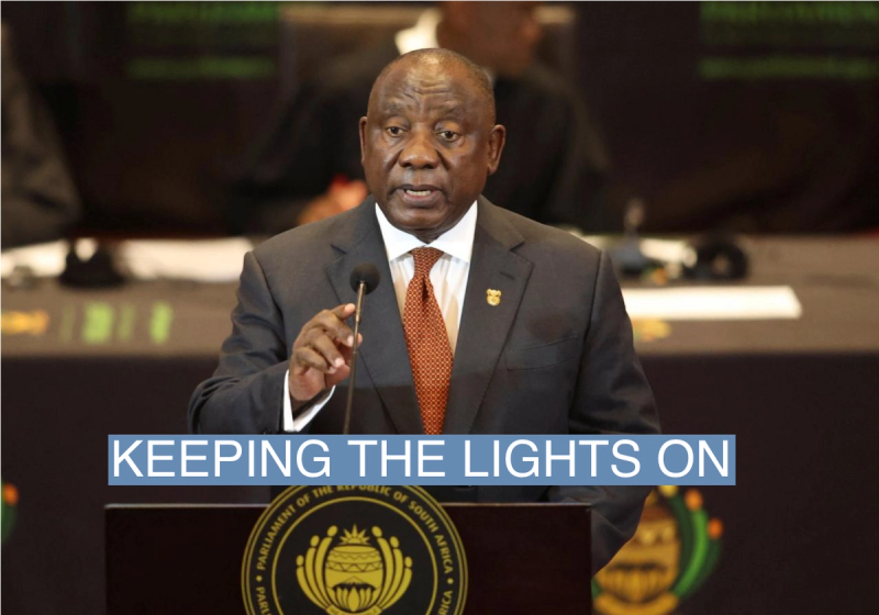 South African President Cyril Ramaphosa speaks during his 2023 state of the nation address in Cape Town, South Africa, February 9, 2023.