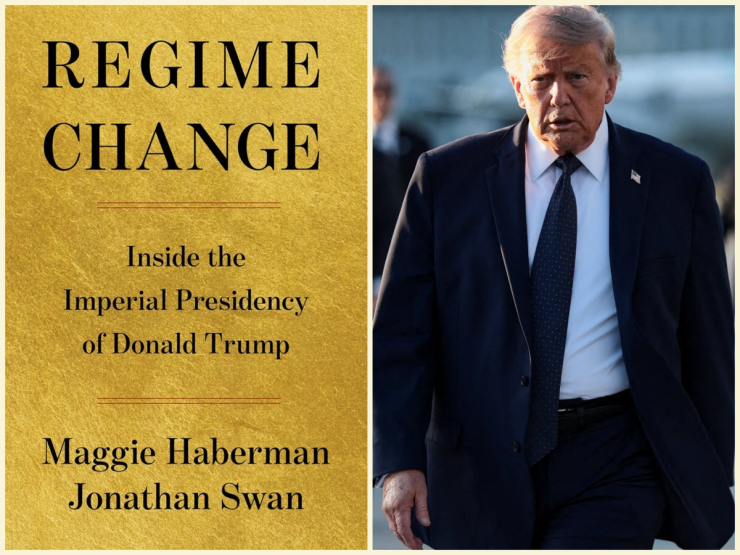 The cover of ‘Regime Change’ and Donald Trump