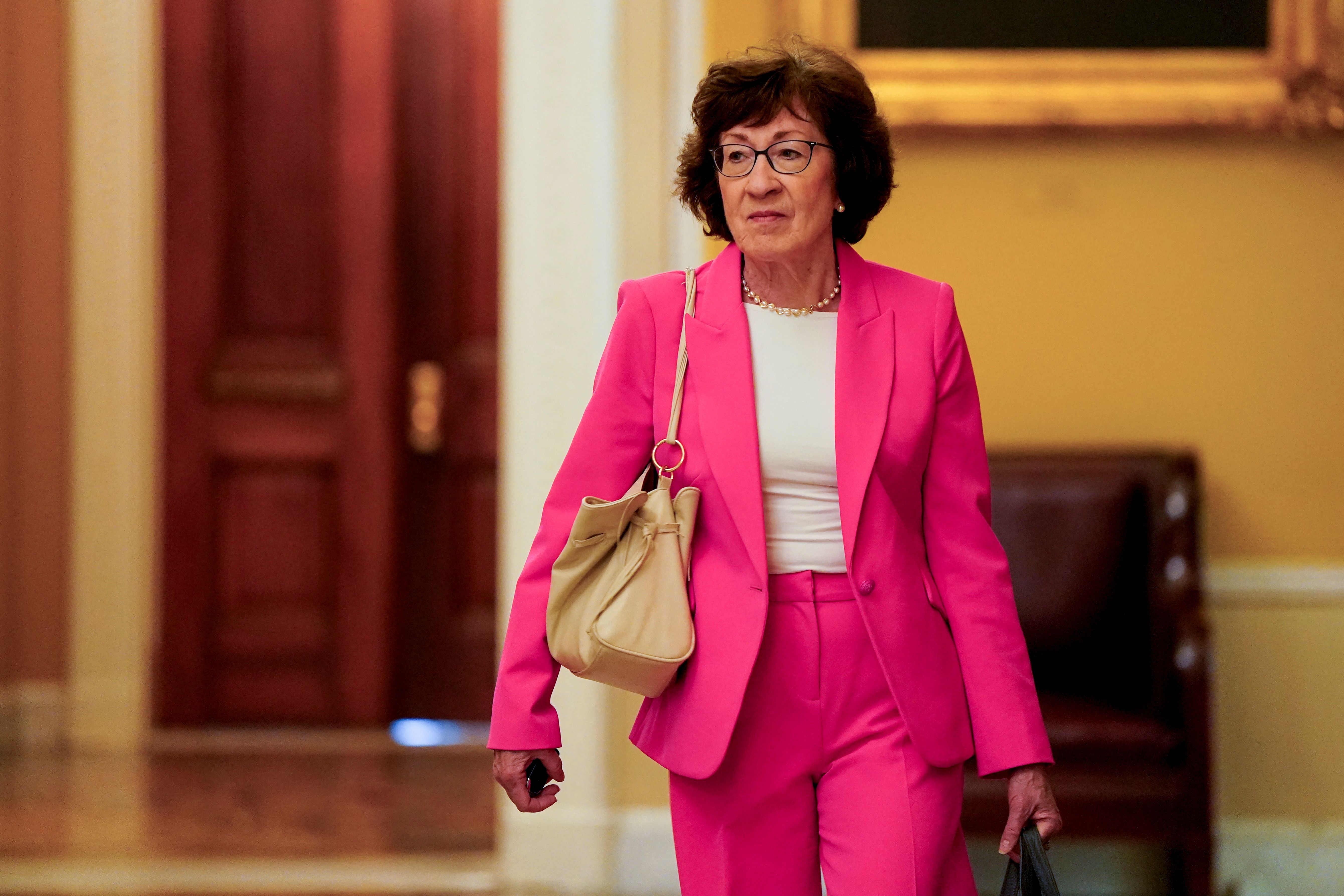 U.S. Senator Susan Collins (R-ME) walks in Capitol Hill, as Republican lawmakers struggle to pass U.S. President Donald Trump’s sweeping spending and tax bill, in Washington, D.C., U.S., June 30, 2025. 