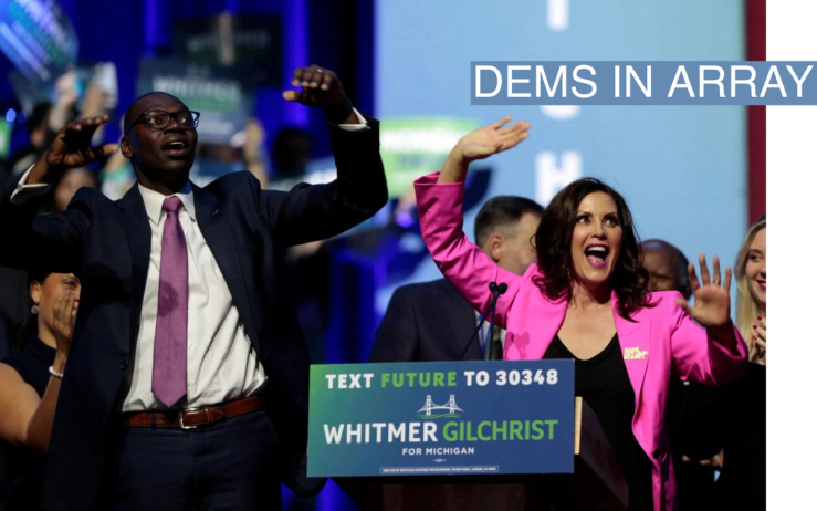 Democratic Michigan Governor Gretchen Whitmer and Lt. Governor Garlin Gilchrist at an election night party in Detroit. November 9, 2022.
