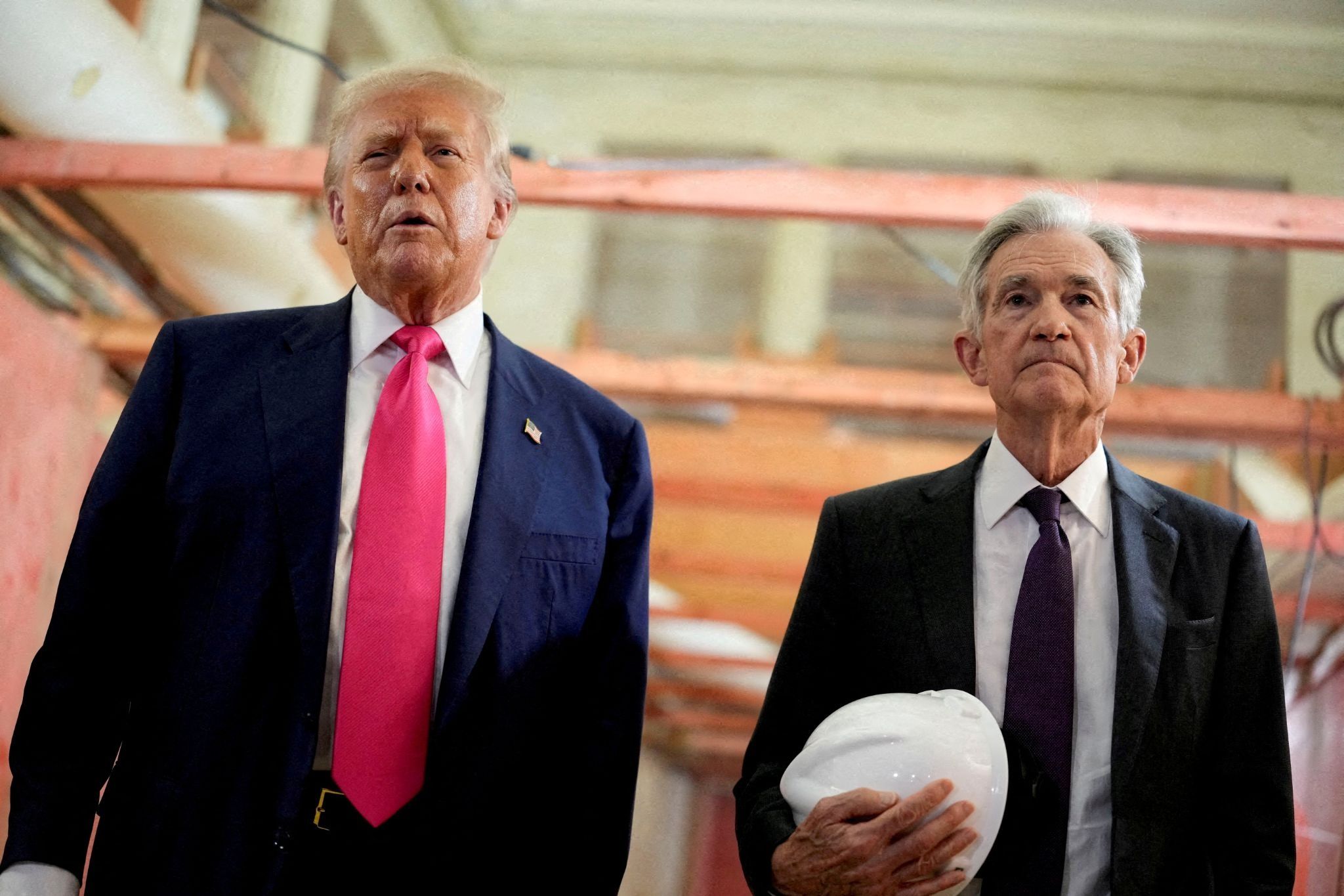 Trump and Jerome Powell on a tour of the Federal Reserve Board building. 