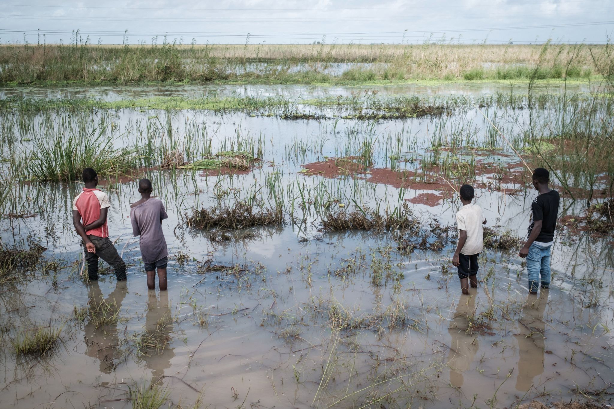 A flooded area in Mozambique following a 2019 cyclone.