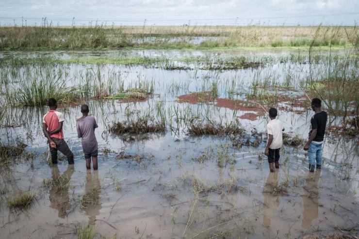A flooded area in Mozambique following a 2019 cyclone.