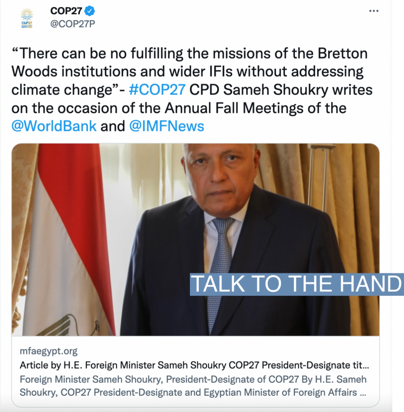 Tweet from Egypt Presidency of COP27