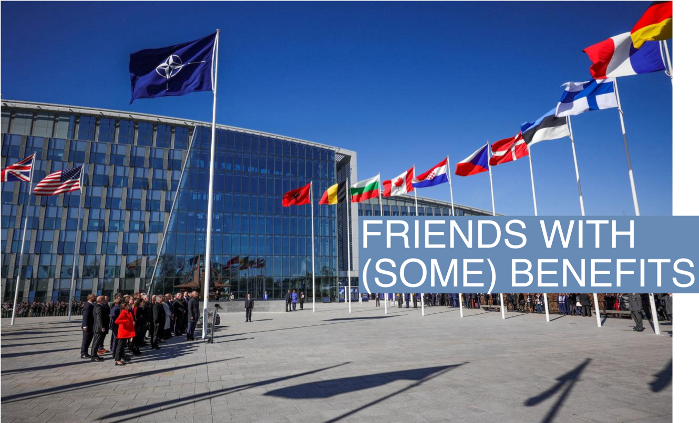 Officials attend a flag-raising ceremony for Finland's accession during NATO foreign ministers' meeting at NATO headquarters in Brussels, Belgium, 04 April 2023. Finland becomes the 31st member of the Alliance on 04 April. OLIVIER MATTHYS/Pool via REUTERS/File Photo