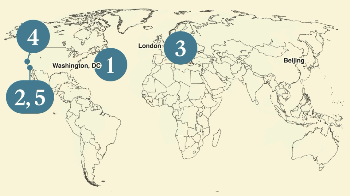 A map of the world.