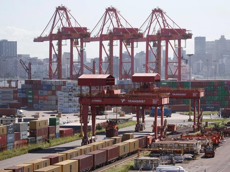 A general view of the Container Terminal at the port in Durban.