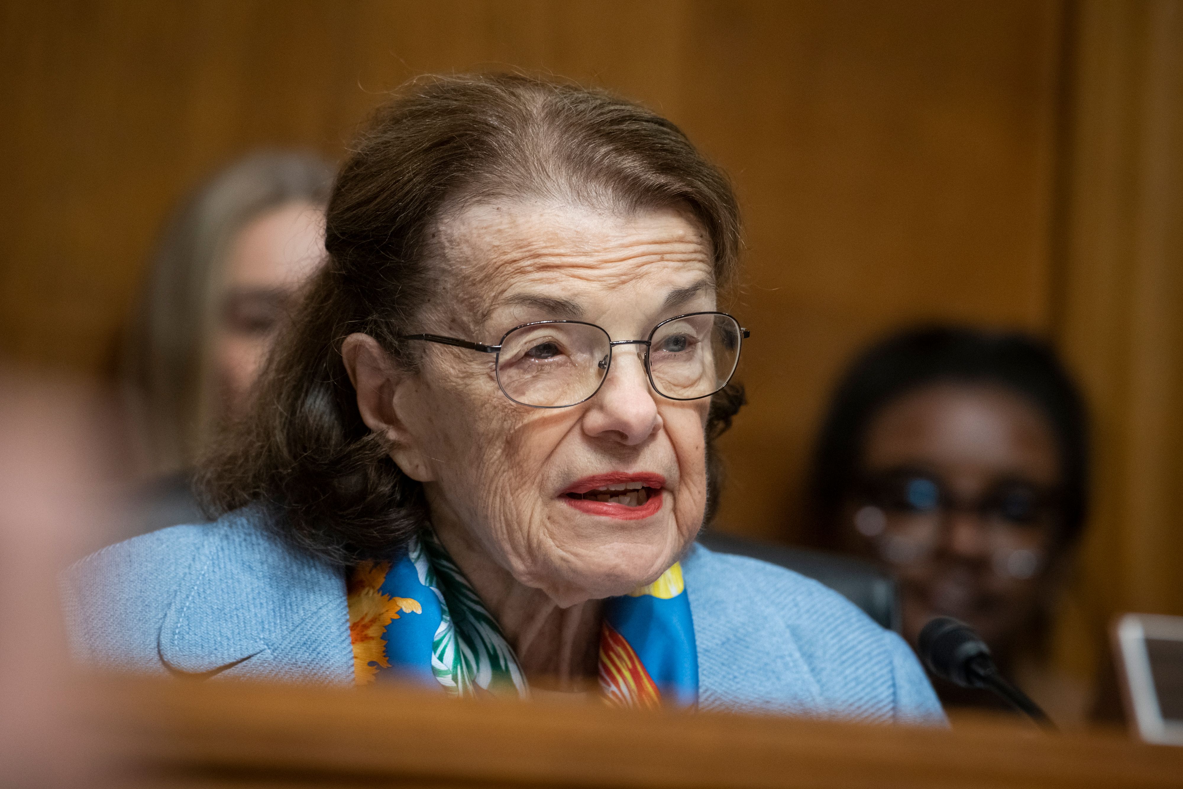 United States Senator Dianne Feinstein (Democrat of California) questions the panel during a Senate Committee on the Judiciary nominations hearing in the Dirksen Senate Office Building in Washington, DC, Wednesday, September 6, 2023. Credit: Rod Lamkey / CNP/Sipa USA