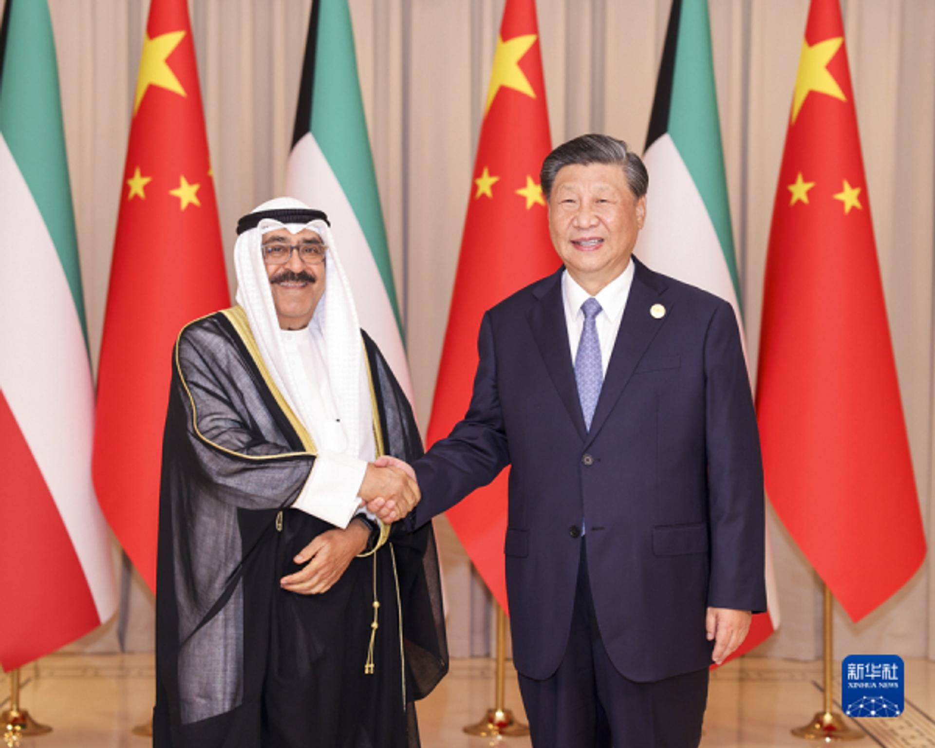 President Xi Jinping and Kuwait’s Emir Sheikh Meshal Al-Ahmad Al-Jaber Al-Sabah in 2023. 