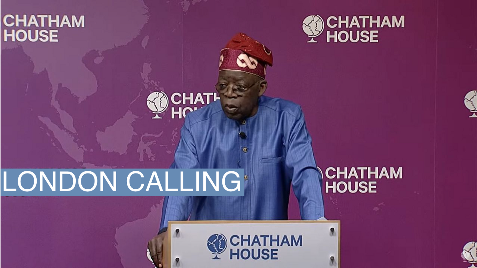 Bola Tinubu speaking at Chatham House on Dec. 5