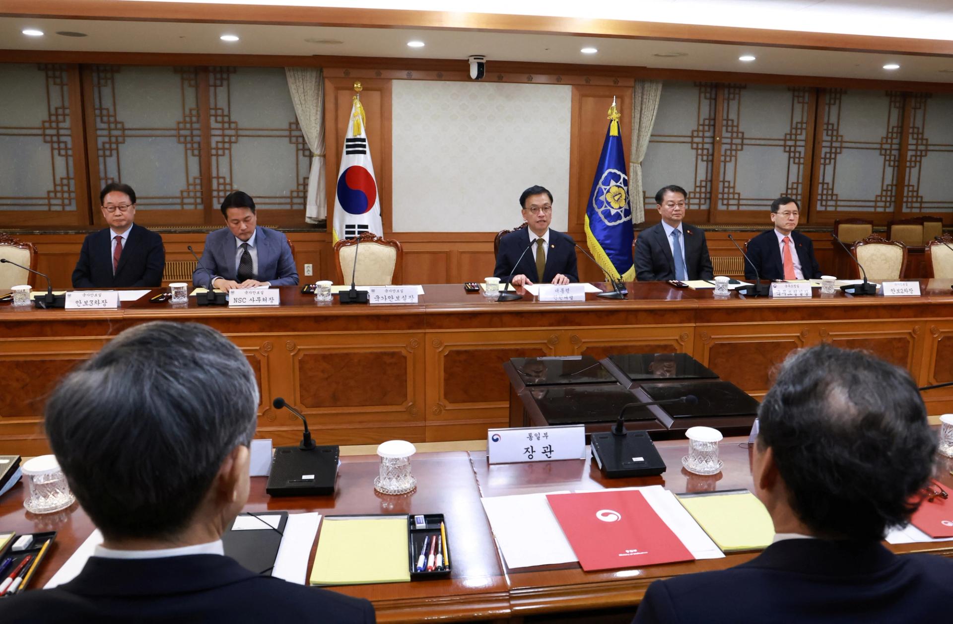 South Korea’s acting President, deputy Prime Minister and Finance Minister Choi Sang-mok presides over National Security Council at the government complex in Seoul