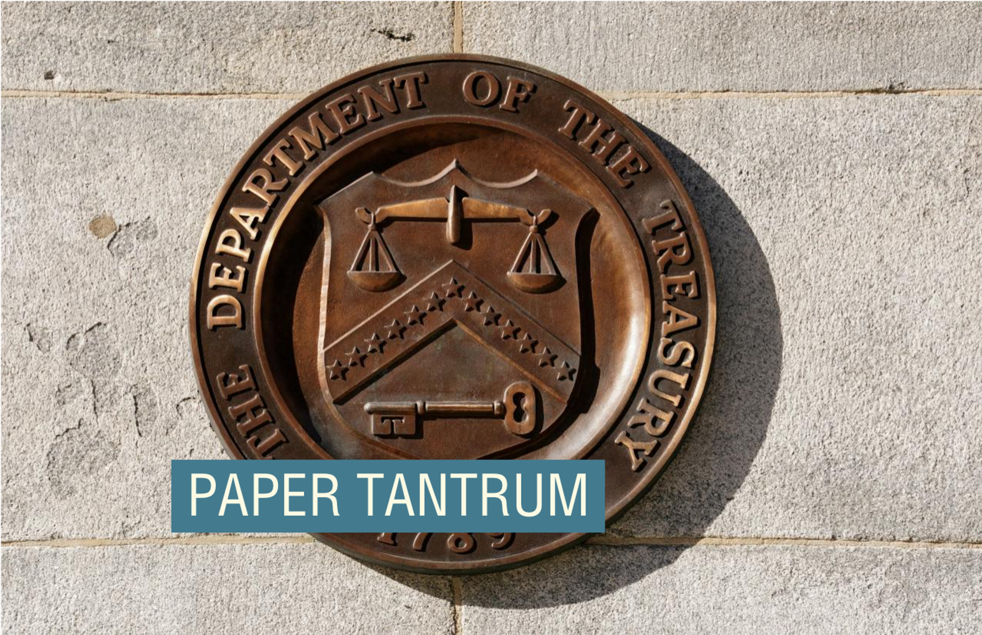 A bronze seal for the Department of the Treasury is shown at the US Treasury building in Washington.