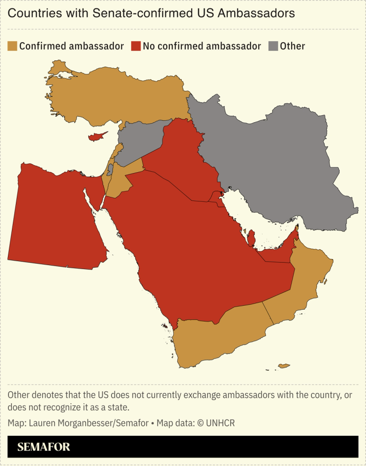 Countries with Senate-confirmed US ambassadors