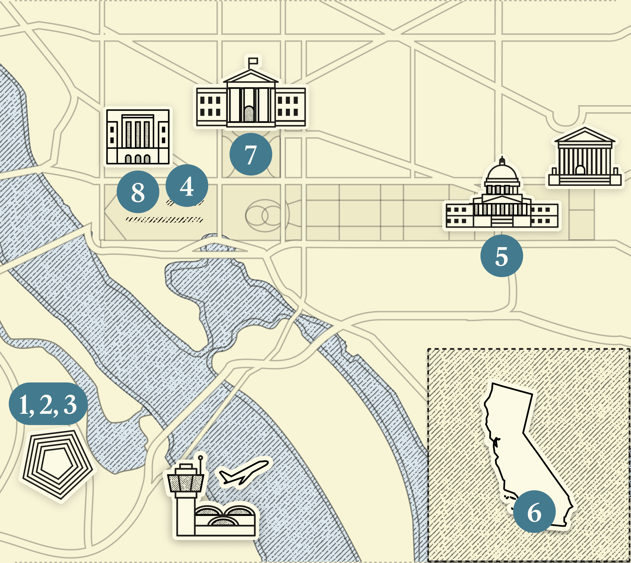 A numbered map of DC.