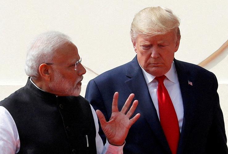 Donald Trump with Narendra Modi in New Delhi, February 2020.