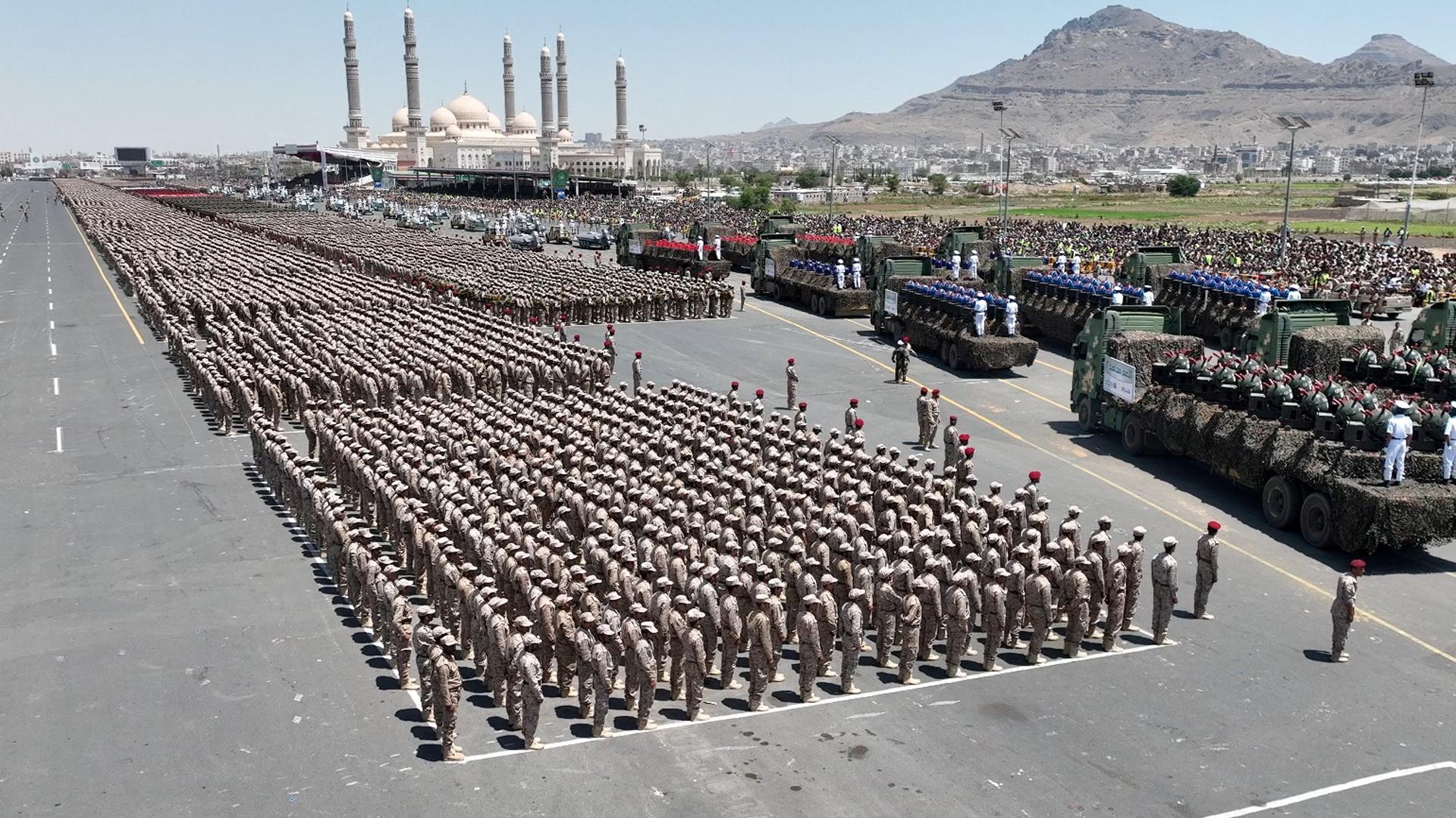 A military parade held by the Houthis to mark the anniversary of their takeover in Sanaa, Yemen September 21, 2023.