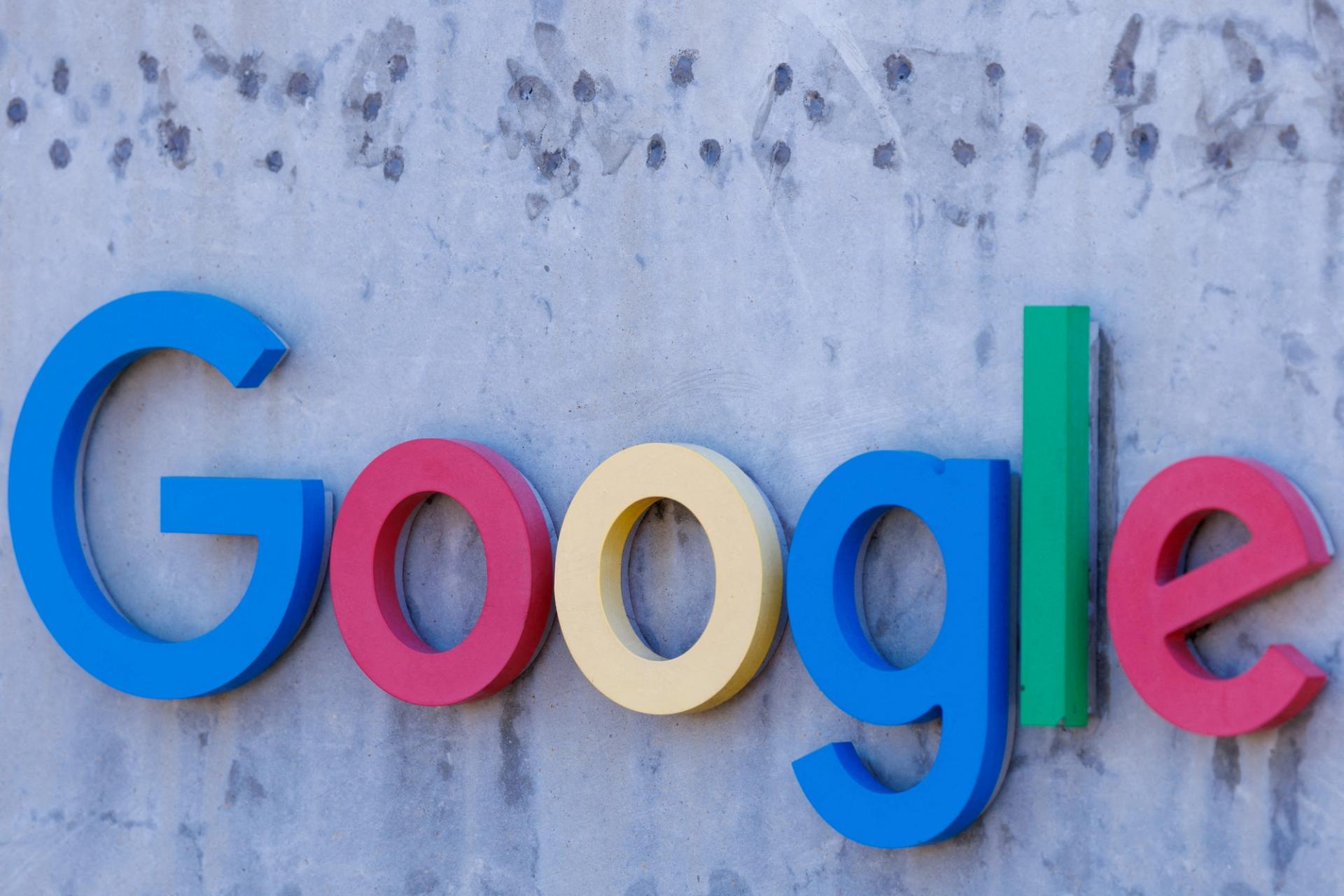 The Google logo on an entrance to one of the company’s buildings in California.