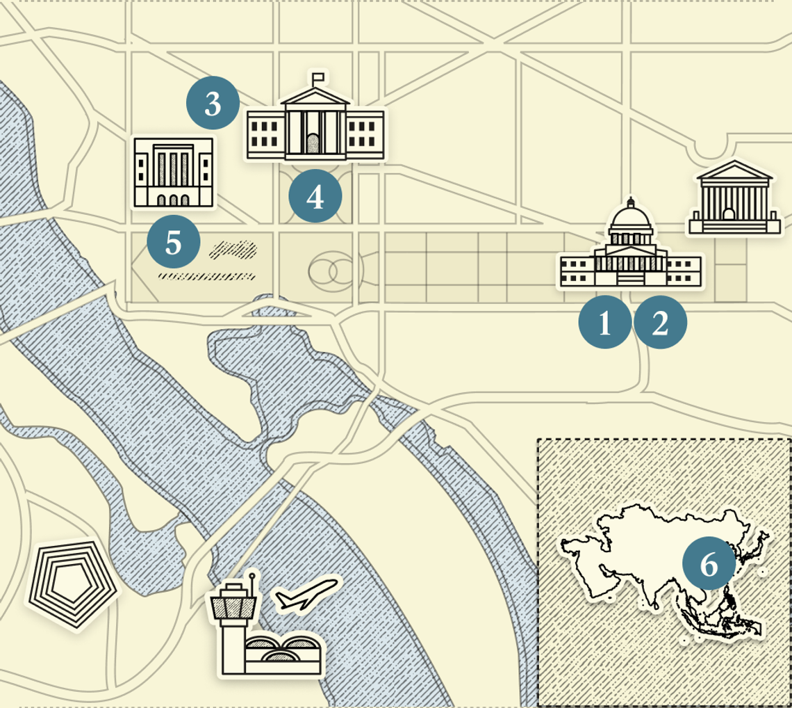 A numbered map of DC.