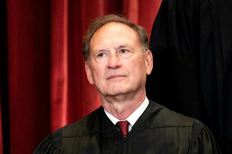 Associate Justice Samuel Alito poses during a group photo of the Justices at the Supreme Court in Washington, D.C, on April 23, 2021.