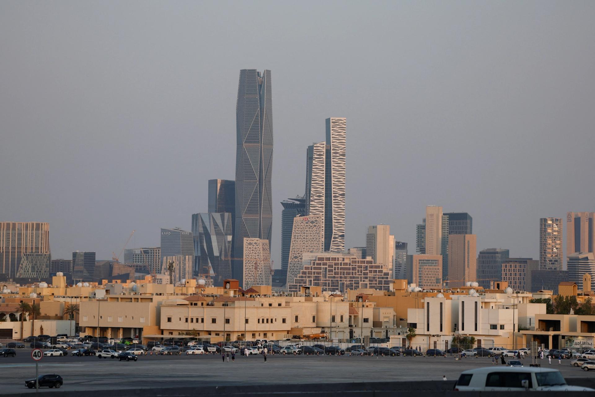 The King Abdullah Financial District (KAFD) during late noon hours in Riyadh.