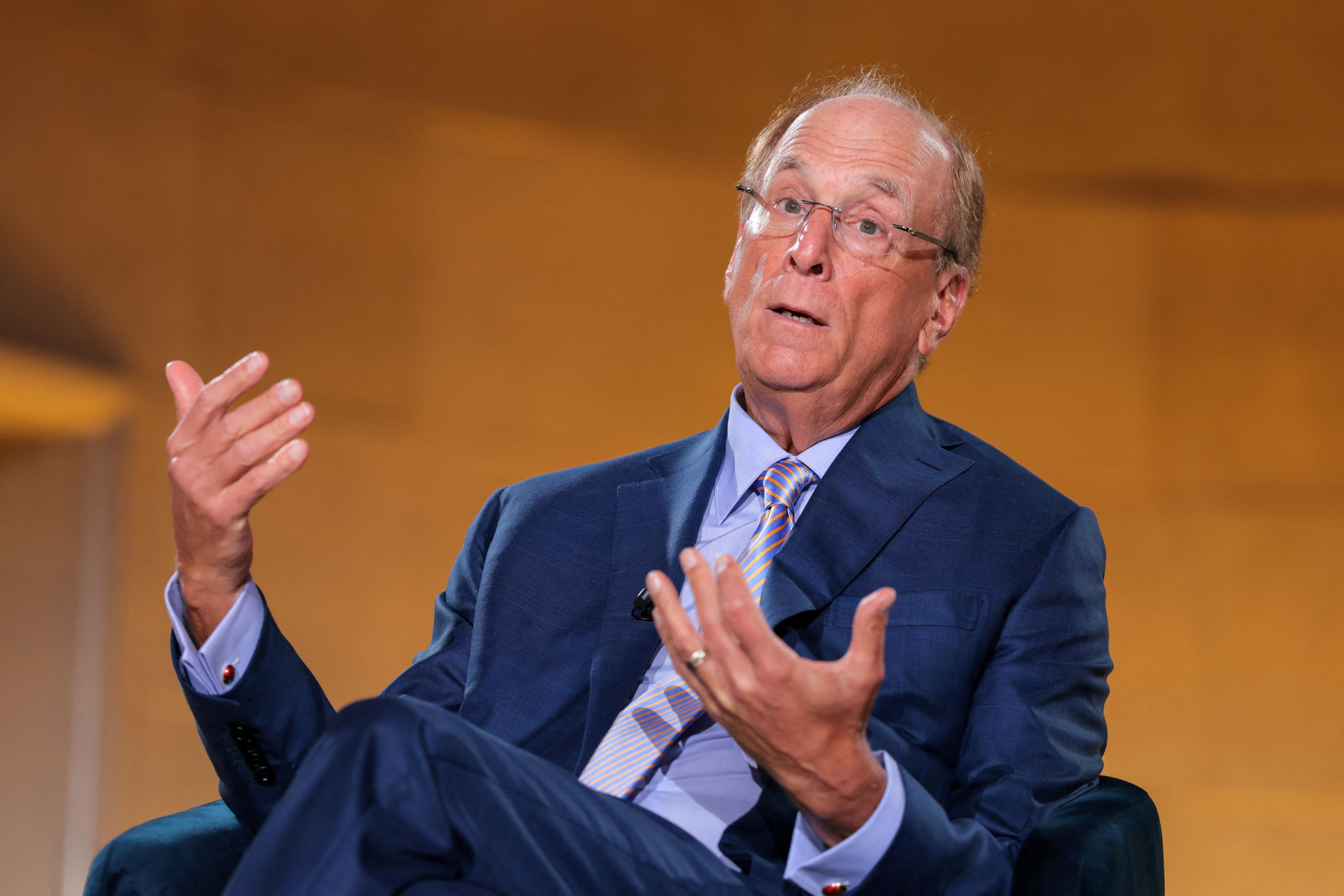 Chairman and CEO of BlackRock Larry Fink speaks during the 2026 Infrastructure Summit