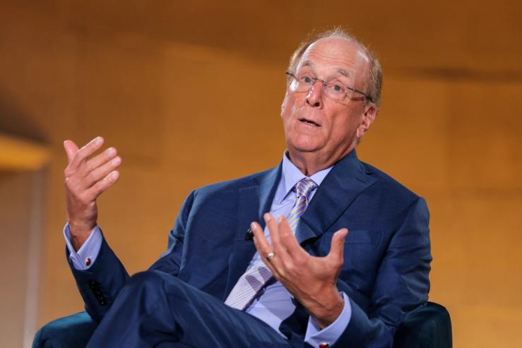 Chairman and CEO of BlackRock Larry Fink speaks during the 2026 Infrastructure Summit