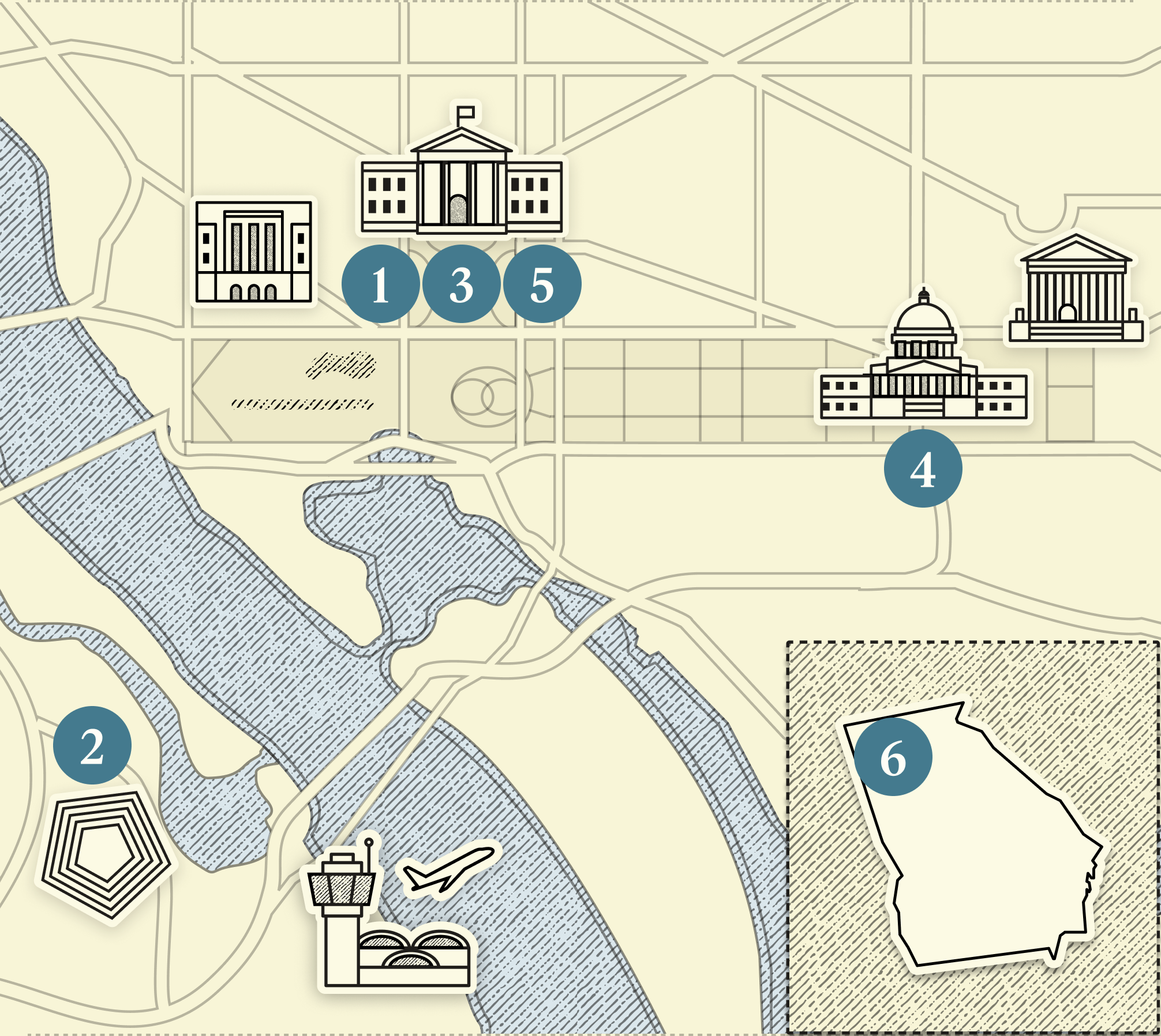 A numbered map of DC.