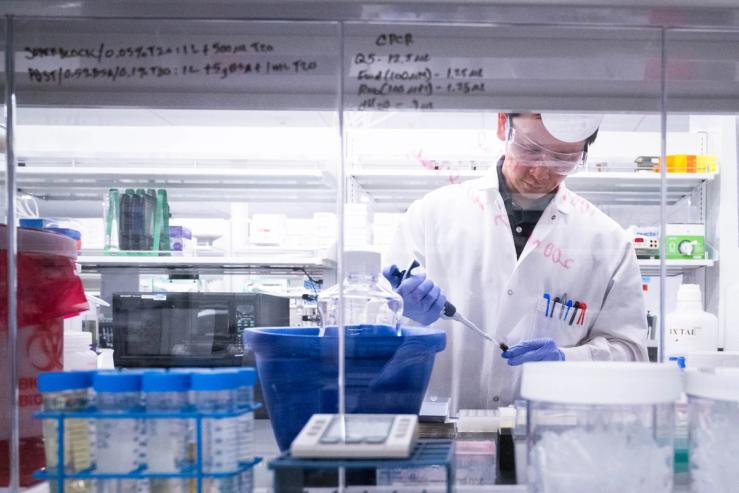 A researcher works in the clinical-stage biopharmaceutical company Xencors new laboratory in Pasadena/