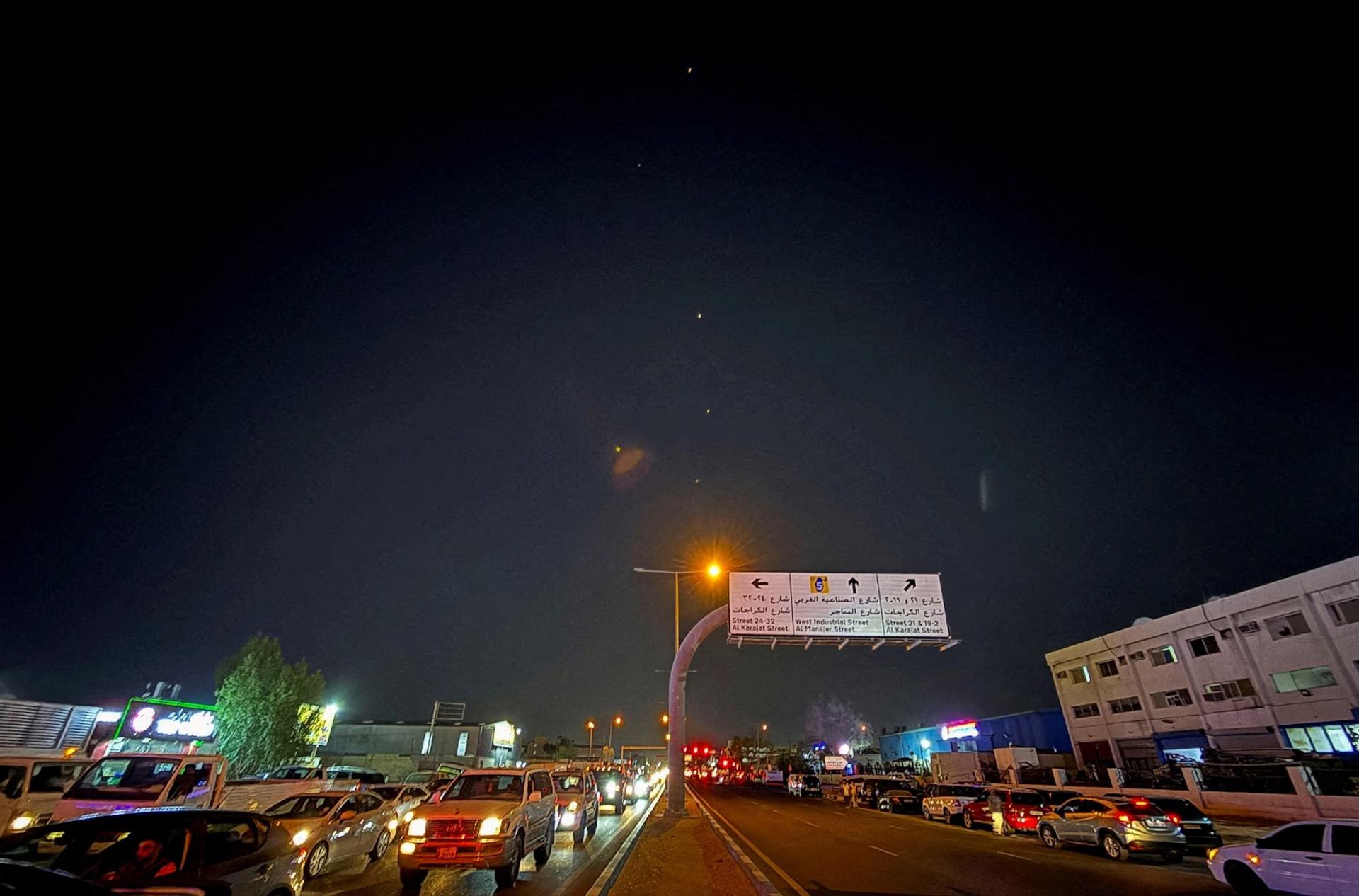 Interceptor missiles are fired, as seen from Doha, Qatar, June 23, 2025.