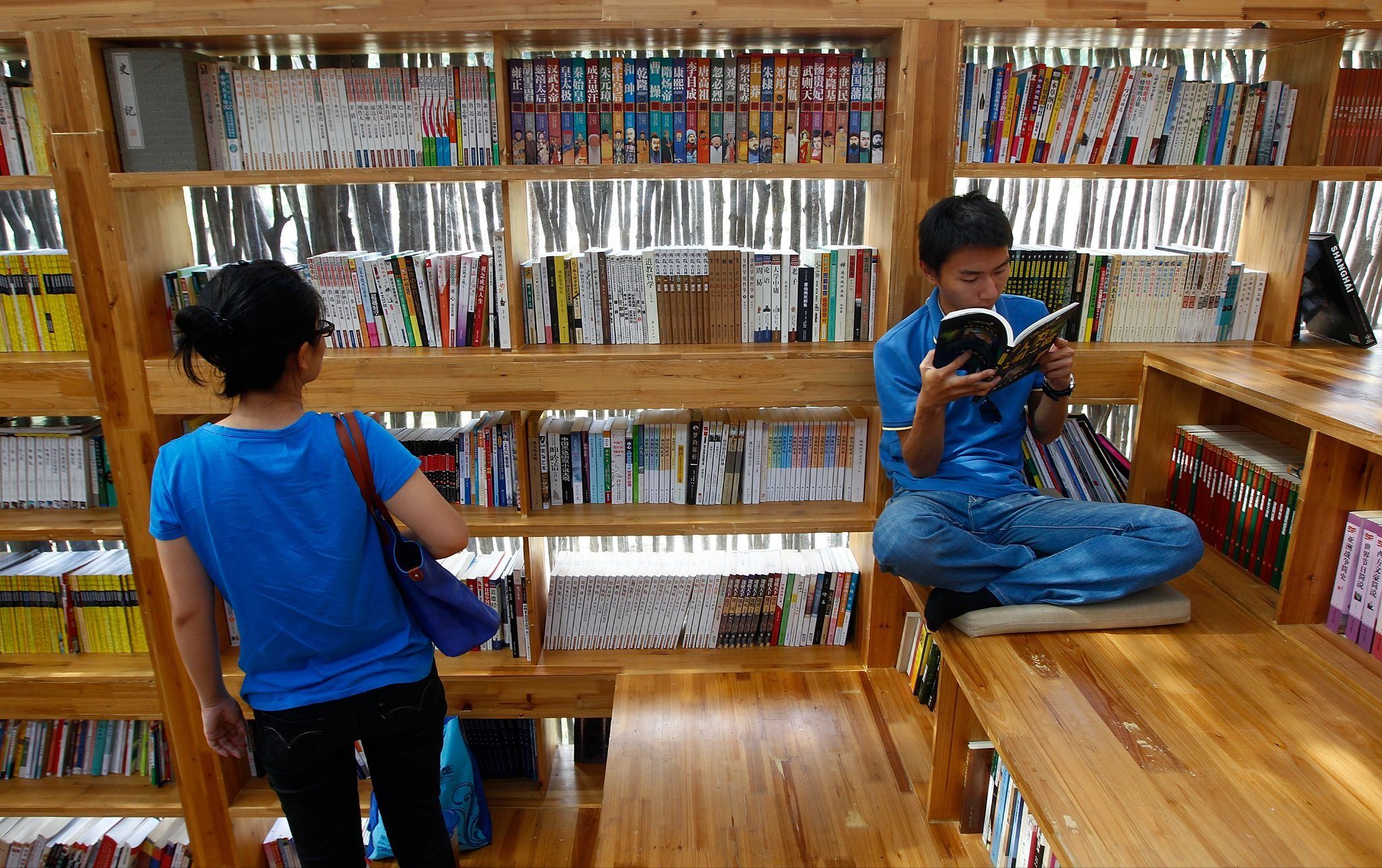 People reading at a library in China 