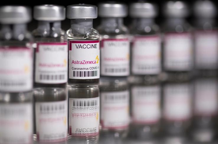 Vials labelled “Astra Zeneca COVID-19 Coronavirus Vaccine”.