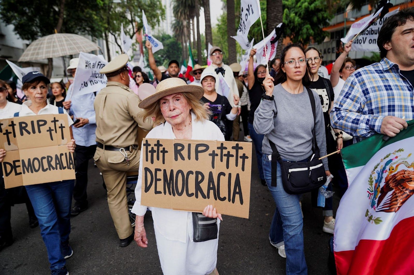 People protest against the election in Mexico City