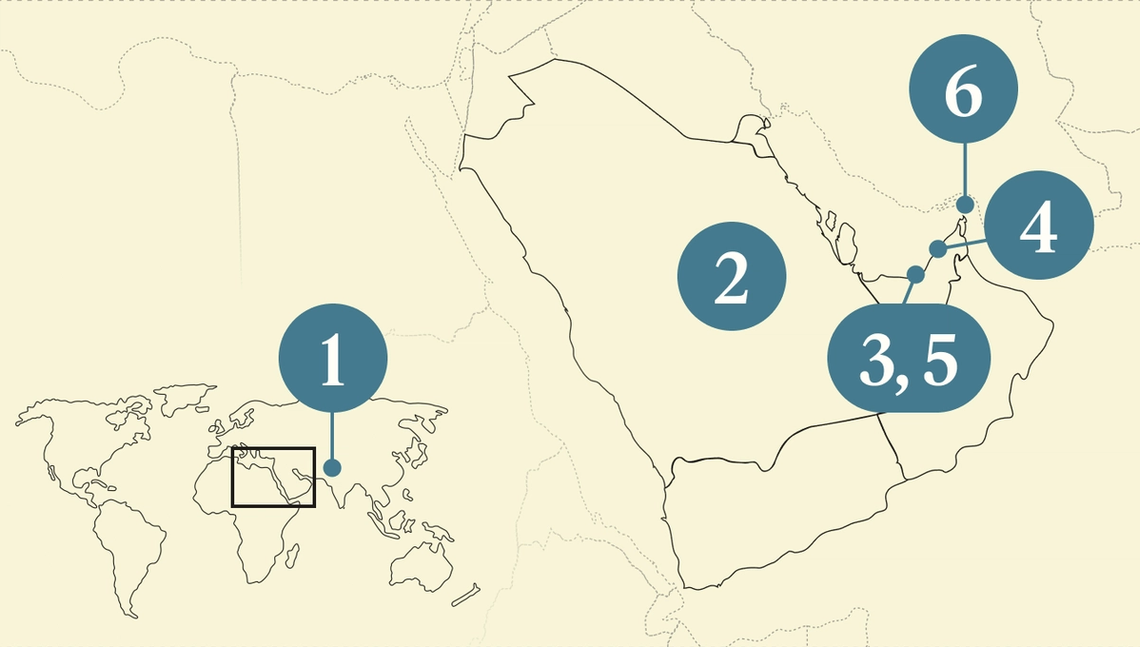 A numbered map of the world.