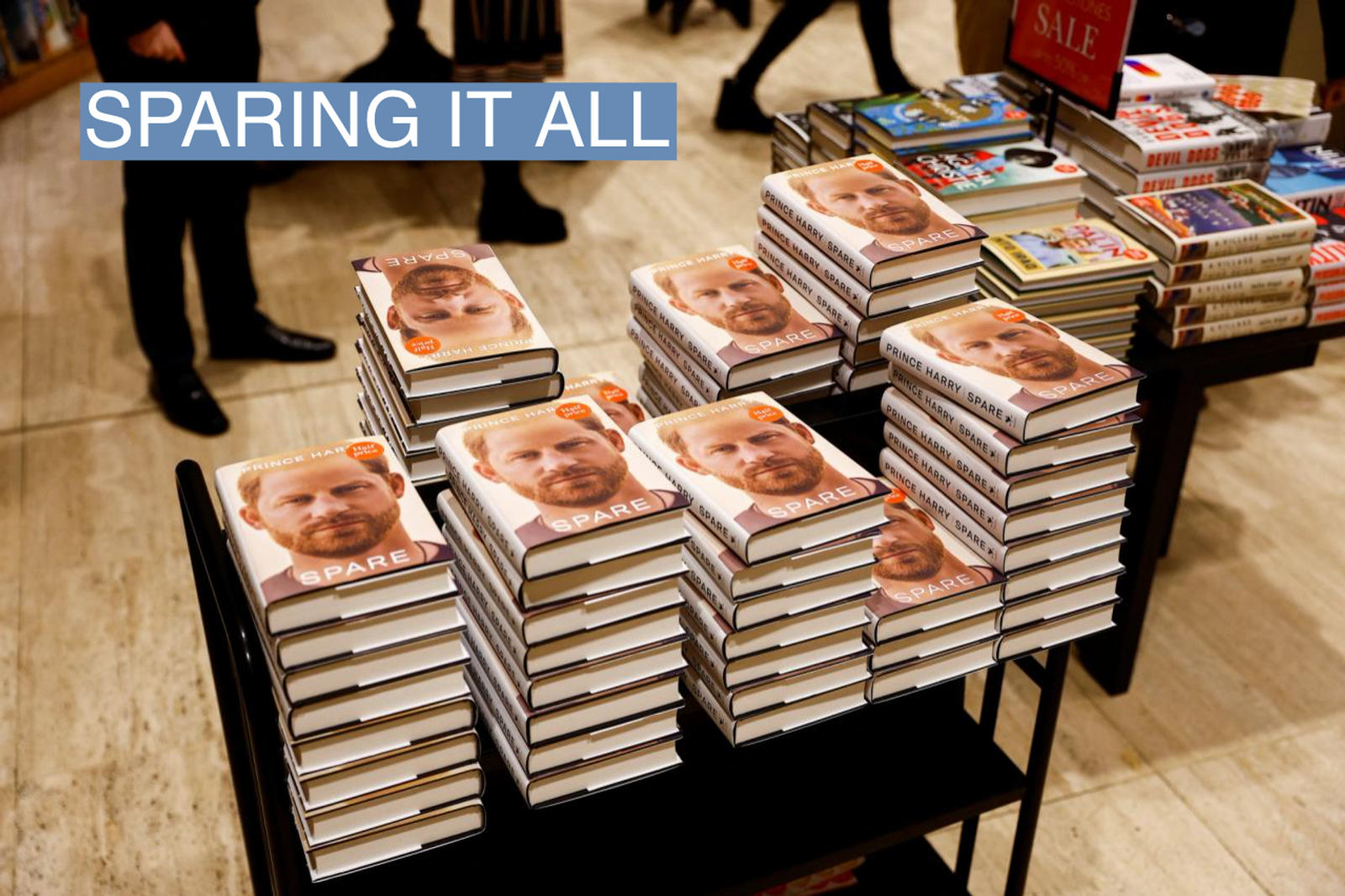 Copies of Britain's Prince Harry's autobiography 'Spare' are displayed at Waterstones bookstore, in London, Britain January 10, 2023.