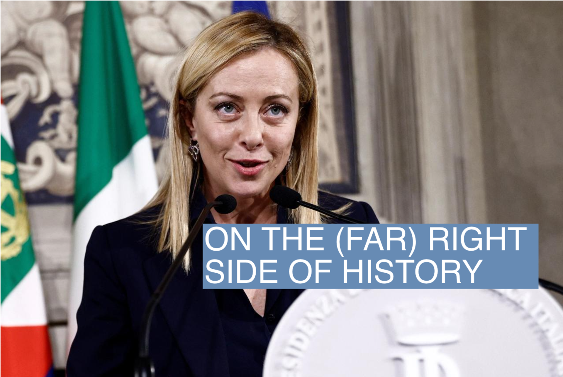 Italy's newly appointed Prime Minister Giorgia Meloni speaks to the media following a meeting with Italian President Sergio Mattarella at the Quirinale Palace in Rome, Italy October 21, 2022.