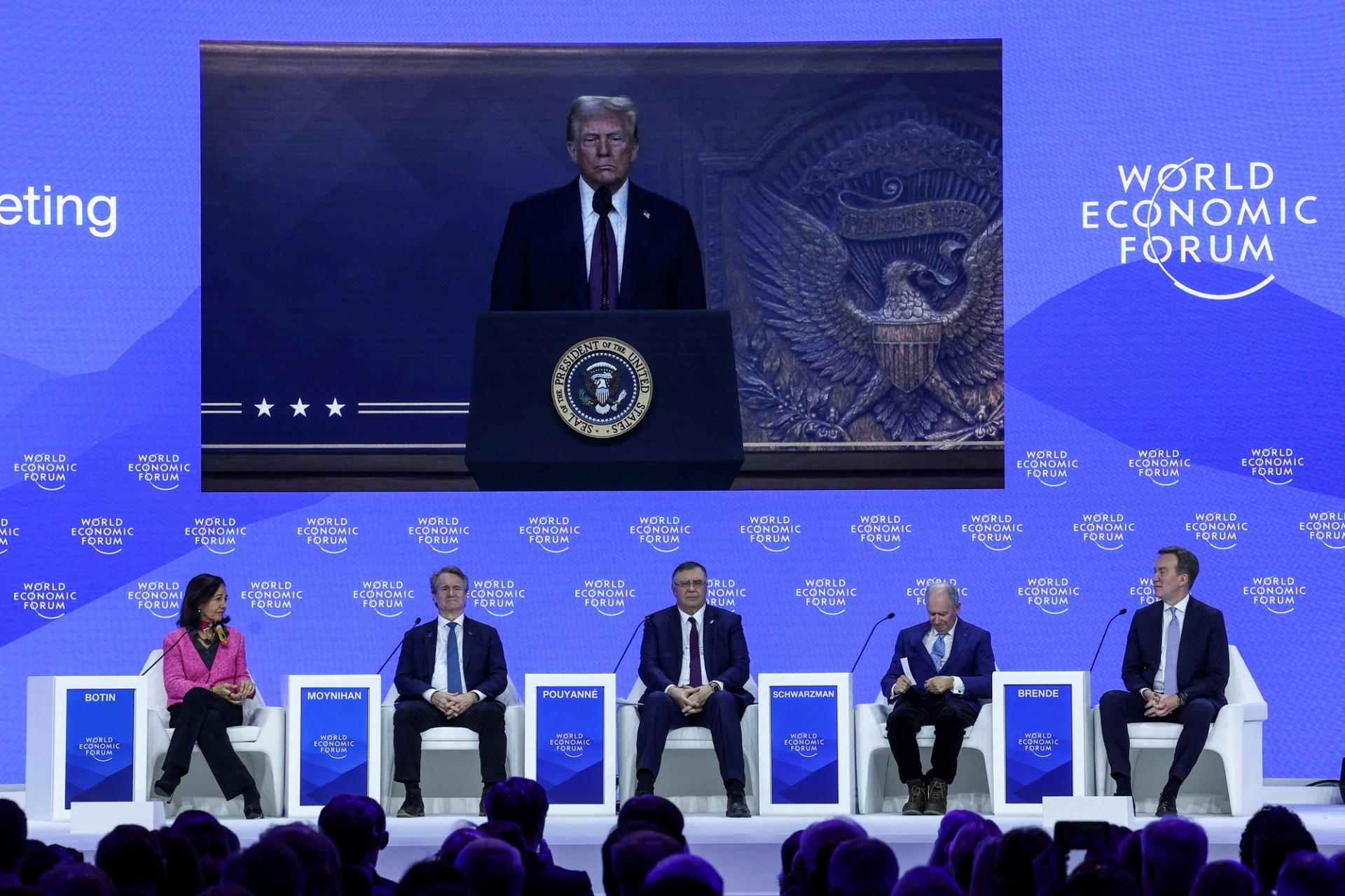 U.S. President Donald Trump makes a special address remotely at the World Economic Forum