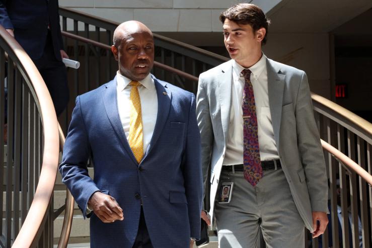 National Republican Senatorial Committee Chair Tim Scott, R-S.C., at left