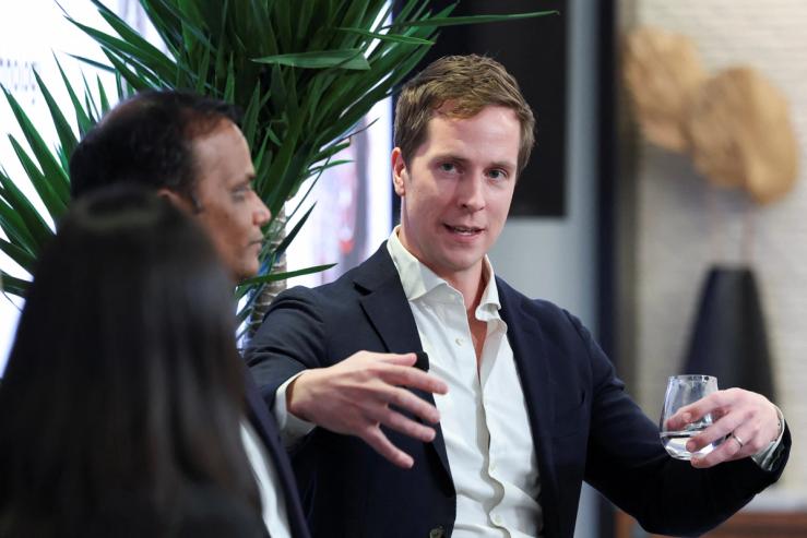 Evan Smith, Chief Executive Officer & Co-Founder at Altana and Ramesh Kollepara, Vice President & Global Chief Technology Officer at Kellanova take part in a conversation with Reuters Tech Reporter Echo Wang, during the Reuters NEXT conference in New York City