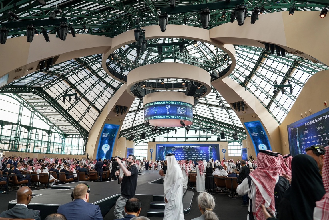 Guests and speakers attend the 9th Edition of the Future Investment Initiative (FII).
