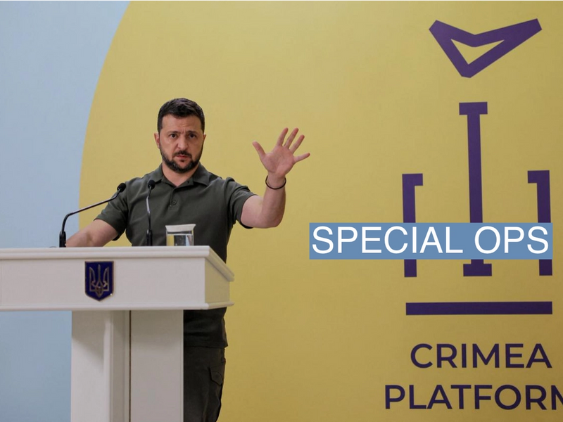 Ukrainian President Volodymyr Zelensky speaks at the press conference after the opening session of Crimea Platform conference in Kyiv, Ukraine, 23 August 2023. The Crimea Platform – is an international consultation and coordination format initiated by Ukraine. OLEG PETRASYUK/Pool via REUTERS
