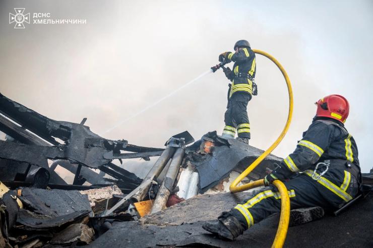 Firefighters after the strikes on Ukraine