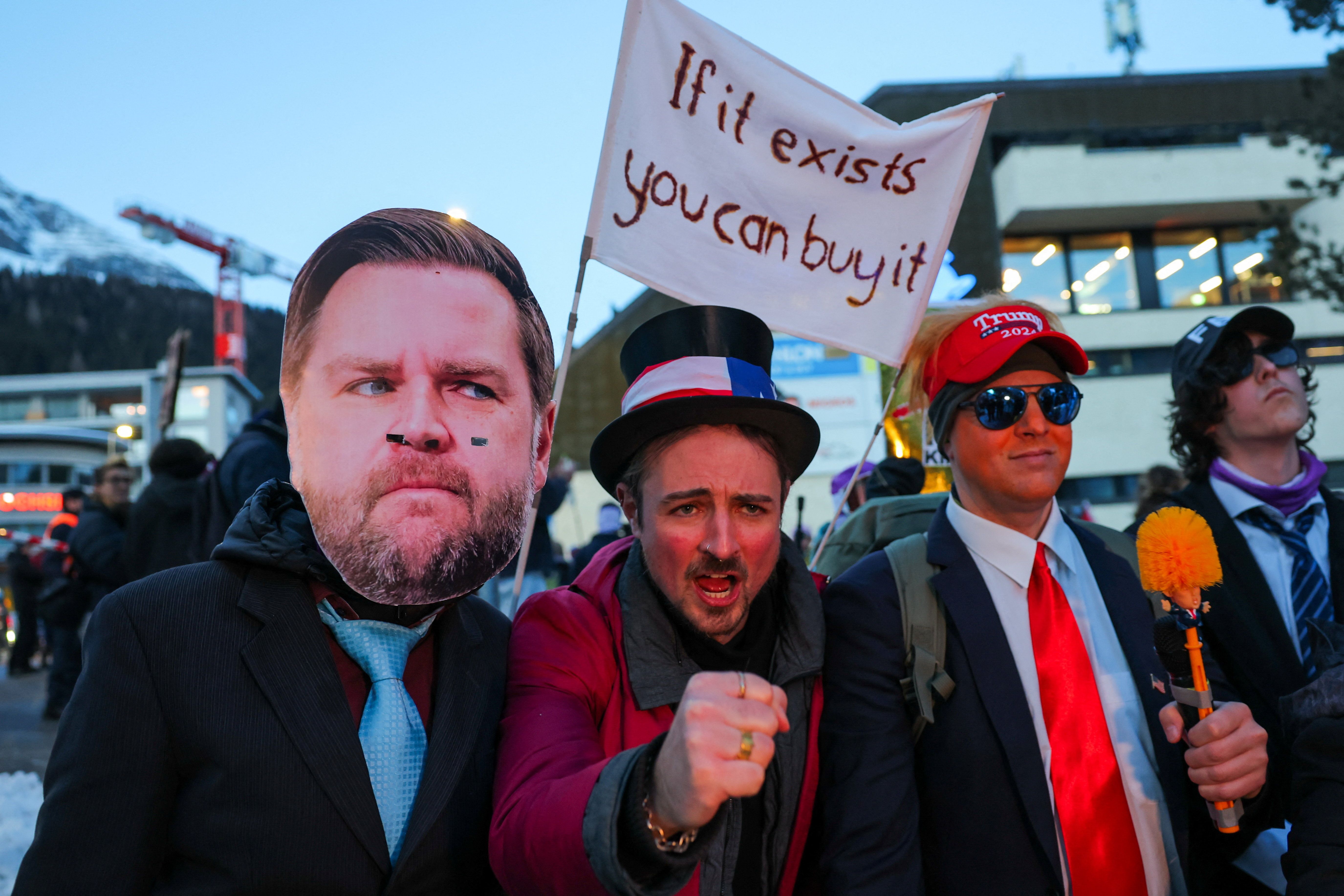 Protest ahead of the opening of the World Economic Forum (WEF), in Davos.