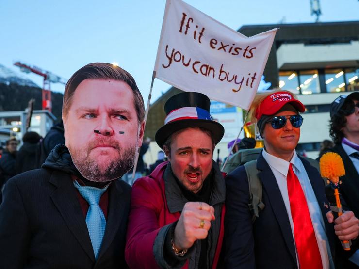 Protest ahead of the opening of the World Economic Forum (WEF), in Davos.