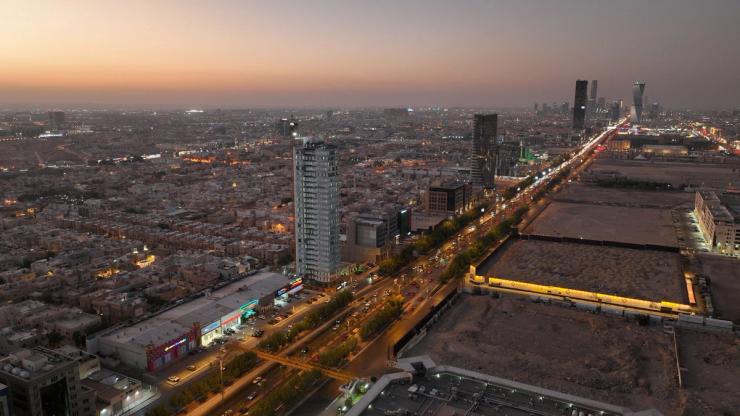 A drone view shows the cityscape in Riyadh, Saudi Arabia.