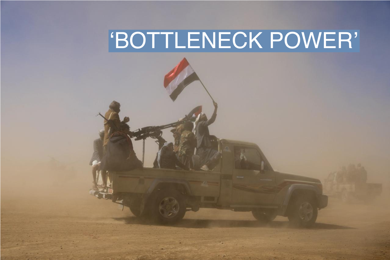 A pick-up truck carrying tribal supporters of the Houthi group parade during a protest against recent U.S.-led strikes on Houthi targets, near Sanaa, Yemen January 14, 2024. REUTERS/Khaled Abdullah